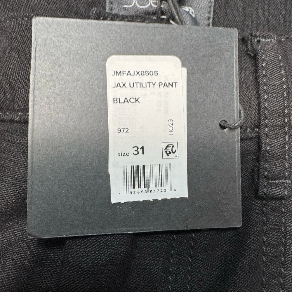 NWT New $288 Joe's JAX Utility Black Pants Size 31